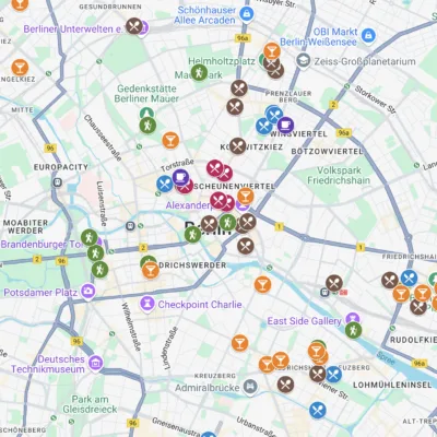 Berlin Food and Drink Google Map Pins